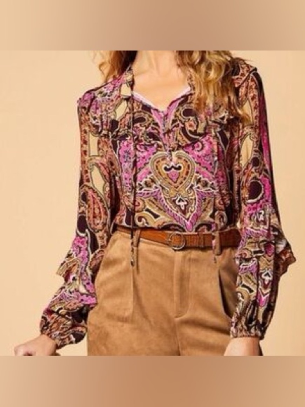 NWT A LOVES A Ruffle Peasant Boho Top, Size Medium